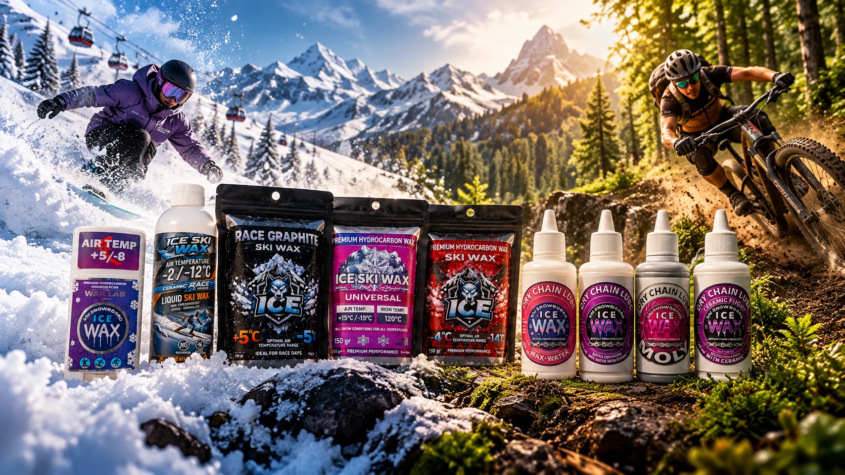 Ice Ski Wax products for winter slopes and summer trails